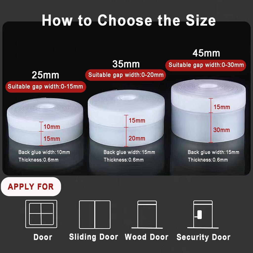 No Residue 32.8FT Door Weather Stripping Door Seal Strip, Silicone Sealing Sticker Sealing Tape for