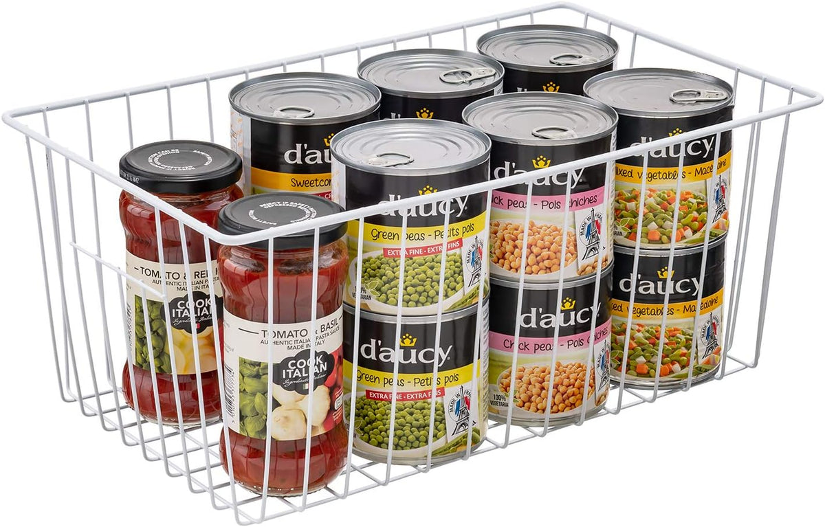16Lx12Wx6H inch Wider Freezer Organizer Baskets Container, Refrigerator Metal Wire Storage Bins
