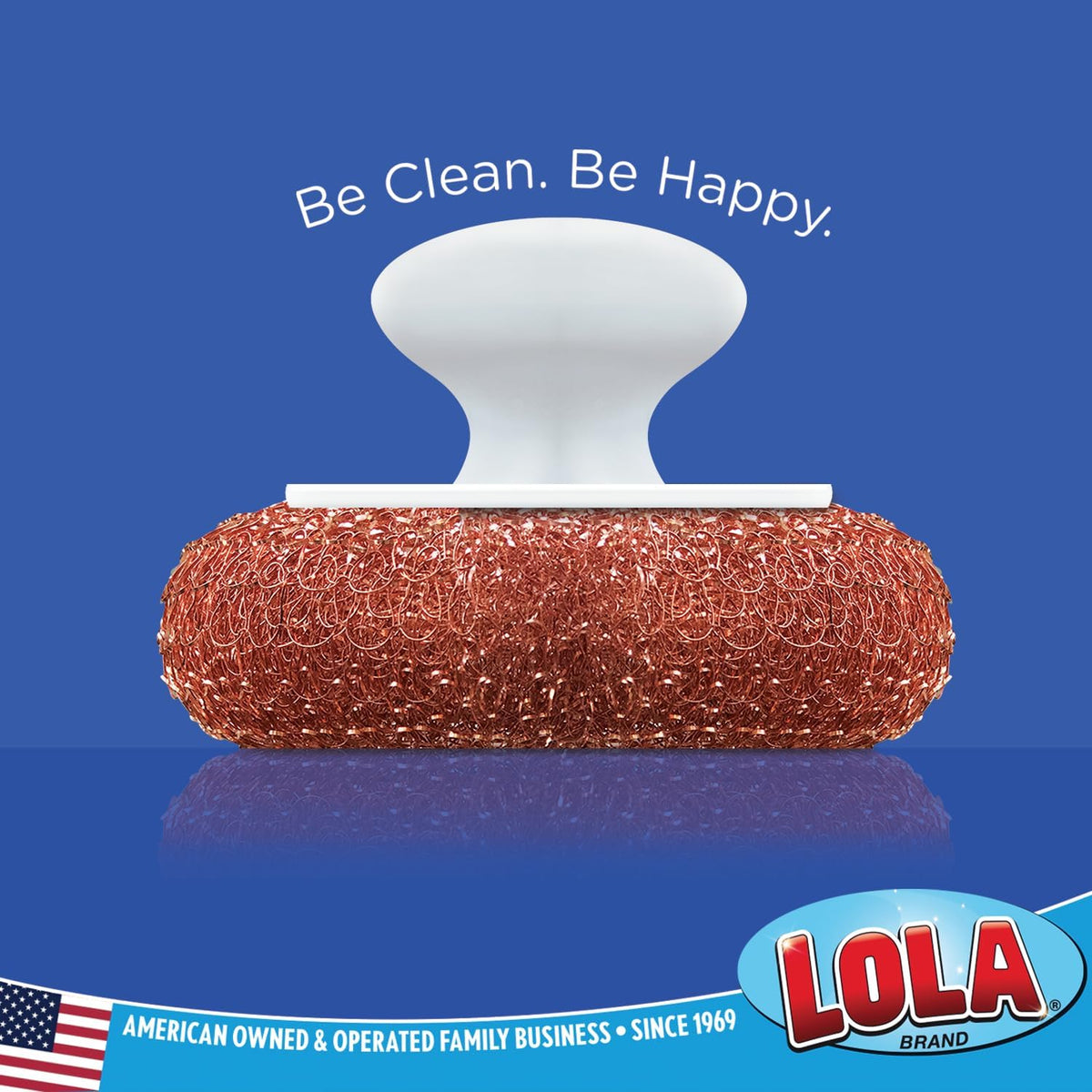 LOLA Copper Mesh Scouring Pad w/Comfort Knob, 6 Pack, Heavy Duty Cleaning Pads, Knitted Wire Mesh