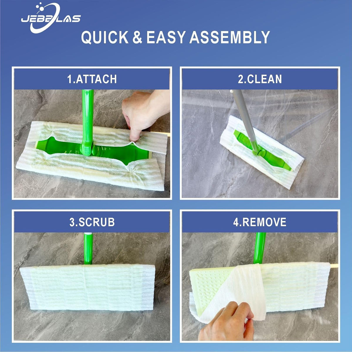 JEBBLAS Disposable Mop Cloth Dry Sweeping Pad for Floor Mop Sweeping Cloths Multi Surface Refills