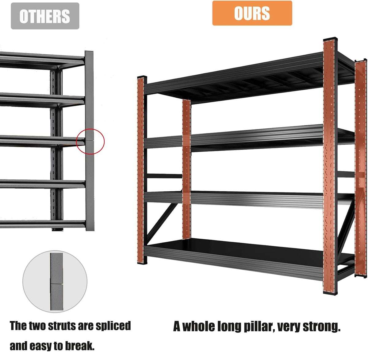59" W Garage Shelving Heavy Duty, 4 Tier Metal Garage Shelves Adjustable Storage Shelving Unit for