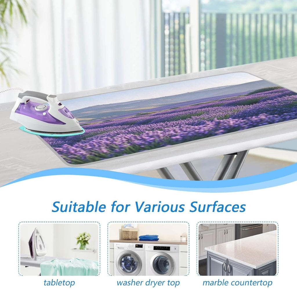 Lavender Field and Mountain Ironing Mat Thickened Ironing Blanket Travel Portable Double-Side Using