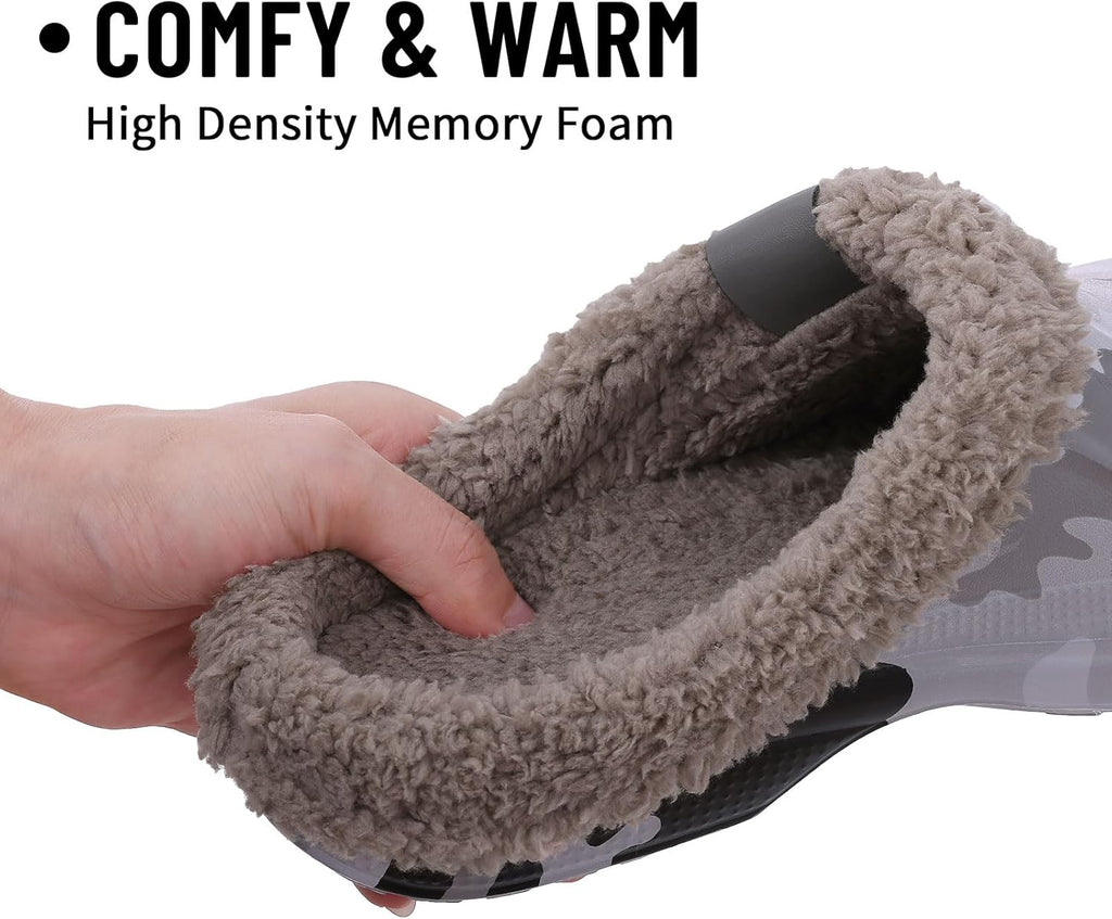 Beslip Classic Fur Lined Clogs Waterproof Winter Fuzzy Slippers for Women Men Indoor and Outdoor
