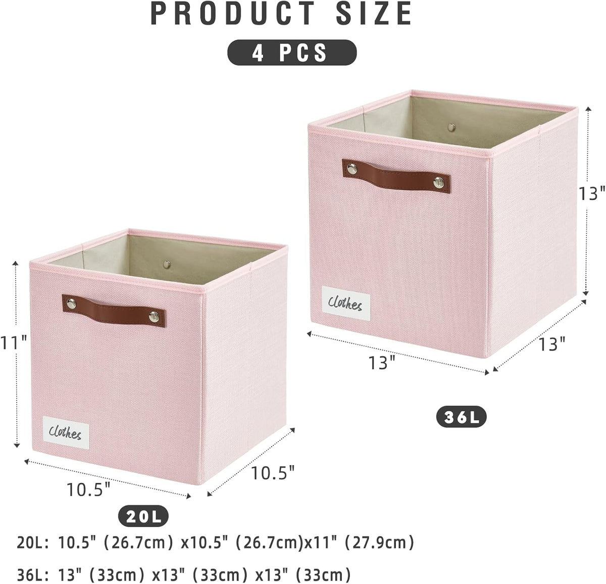 Collapsible Fabric Storage Cube Bins with 2 Reinforced PU Handles, Foldable Storage Organizer