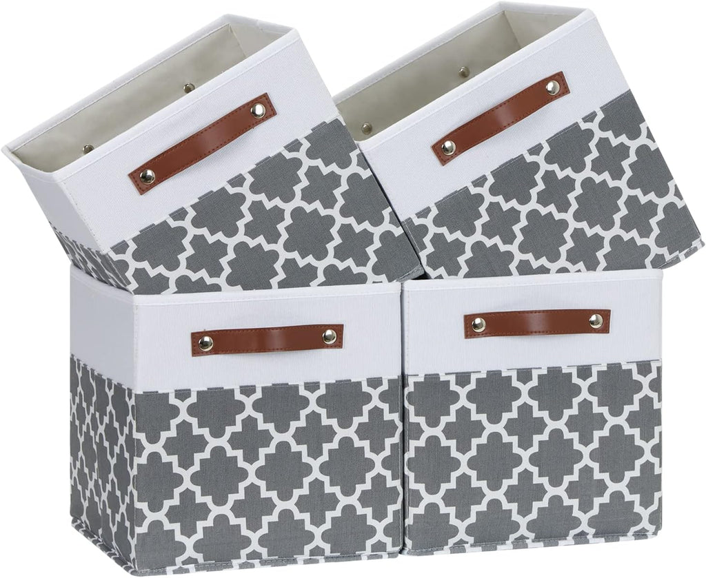 Temary 11x11x11 Cube Storage Bins Cube Organizer Bins 4 Pack Canvas Storage Bin for Home, Cube