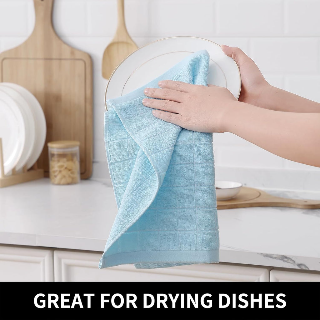 Homaxy 100% Cotton Terry Kitchen Dish Cloths, Ultra Soft and Absorbent Dish Towels for Kitchen