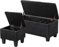 Storage Ottoman Set of 3, 38'' Button-Tufted Coffee Table Bench with 2pcs Nesting Foot Stools, for