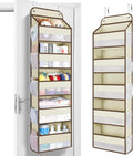 Yecaye Over The Door Organizer Storage, 5-Tier Heavy Duty Door Organizers Hanging with 10 Side Mesh