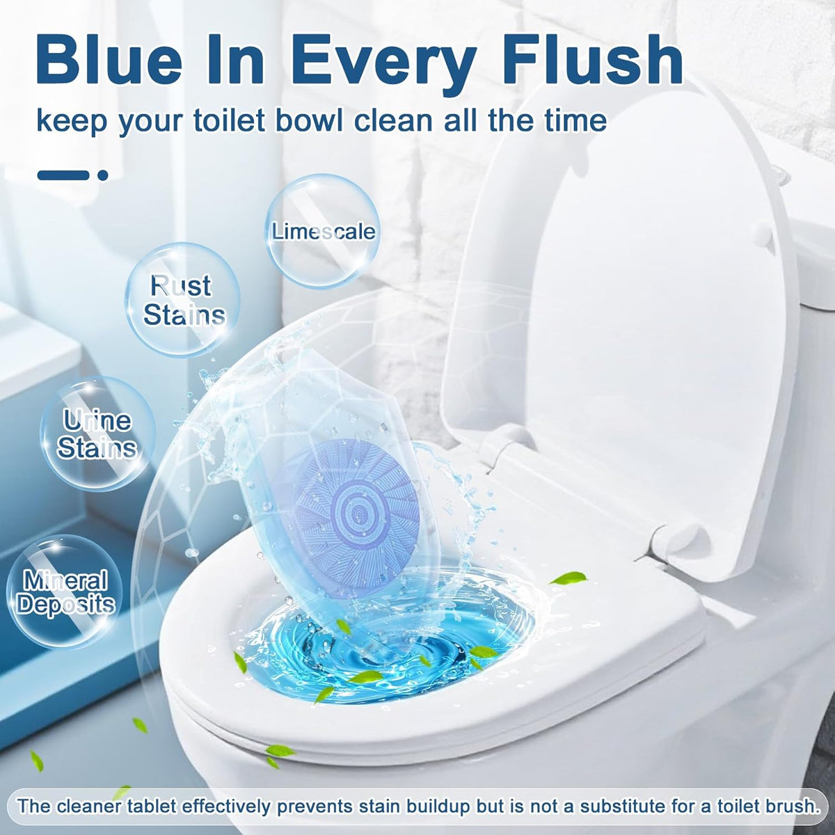 Toilet Bowl Cleaners, Automatic Toilet Bowl Cleaner Tablets Blue Gel Powerful Clean, Septic Safe