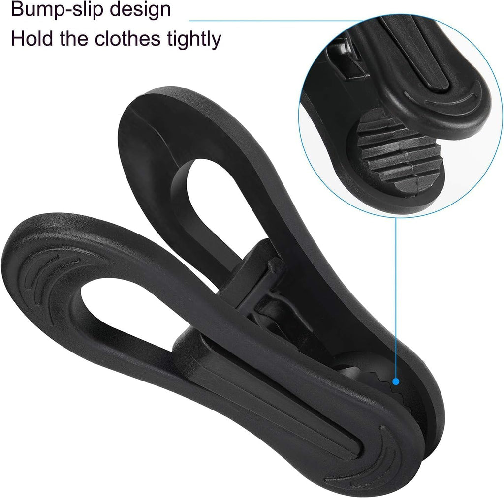 Tinfol 50pc Plastic Coat Hanger Clips, Black Strong Pinch Grip Finger Clips for Skirt Pant Hangers