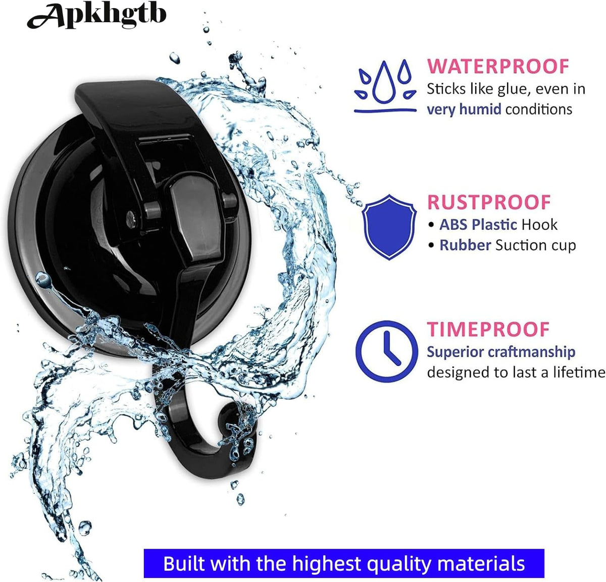 Wreath Cup Hook, Easy to Install and Remove, No Hole Punched,Black- Plated Plished Super Suction