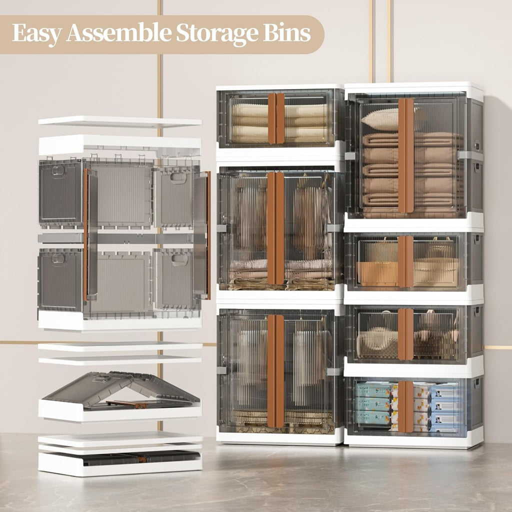 HAIXIN Closet Organizers and Storage, Collapsible Clothing Storage with Closet Rod and Clothes