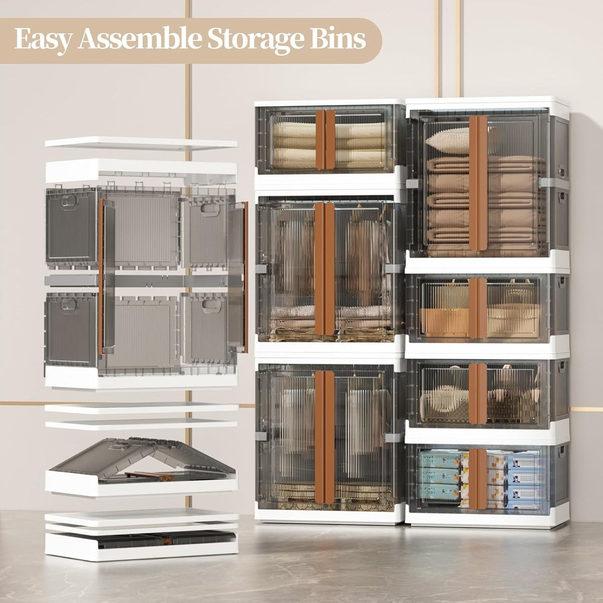 HAIXIN Closet Organizers and Storage, Collapsible Clothing Storage with Closet Rod and Clothes