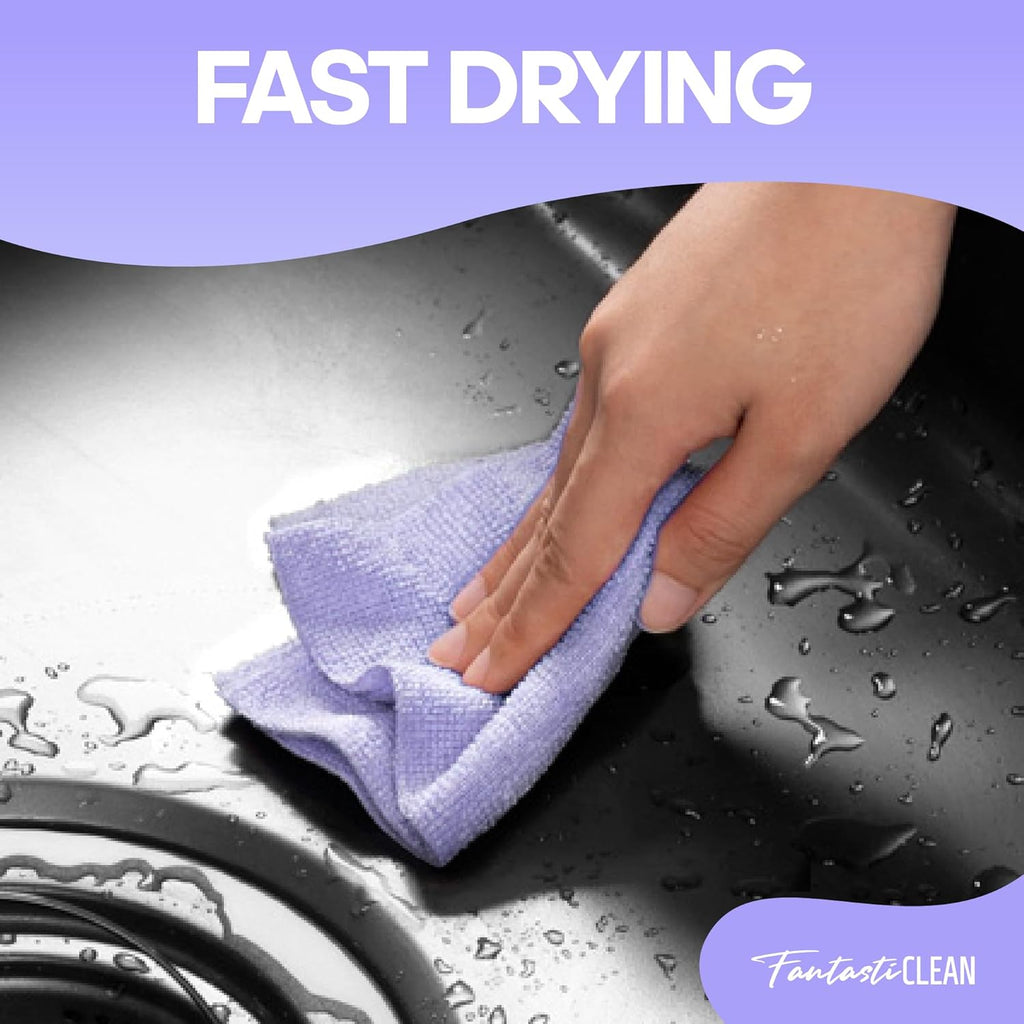 Fantasticlean Microfiber Cleaning Cloth Roll 4 Rolls 240 Pack, Tear Away Paperless Towels, 8" x 8"