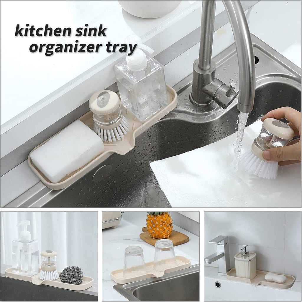 Silicone Bathroom Soap Dishes with Drain Spout-Bathroom and Kitchen Sink Organizer,Sponge