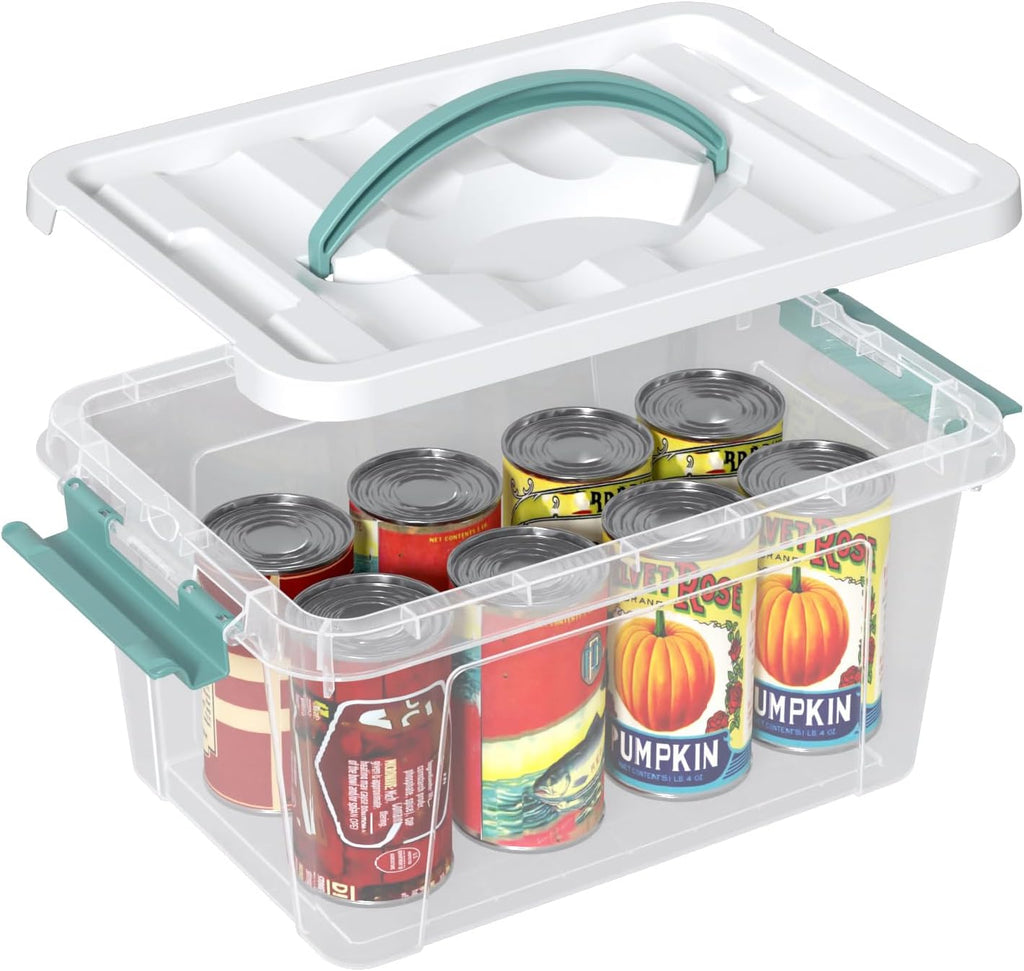 Zopnny 7 Quart Small Clear Storage Latch Box with Lid, Plastic Stackable Storage Bin, 6 Pack