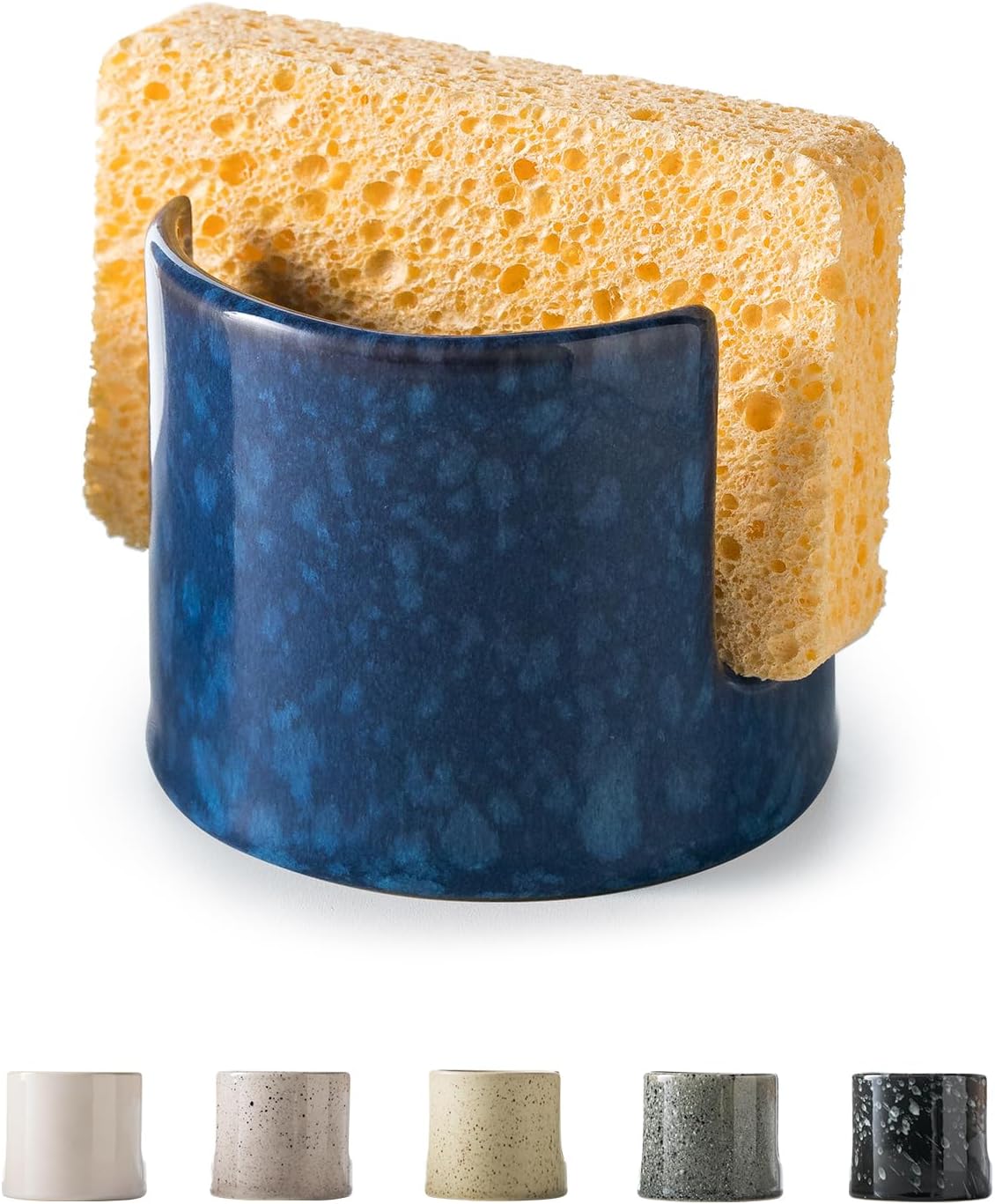 Kitchen Sponge Holder, Ceramic Sponge Organizer Scrubby Holder Sink Caddy Dish Rack for Kitchen and