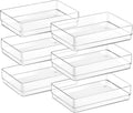 SMARTAKE 6 PCS Clear Plastic Drawer Organizers Set, Large Size Non-Slip Desk Drawer Organizer
