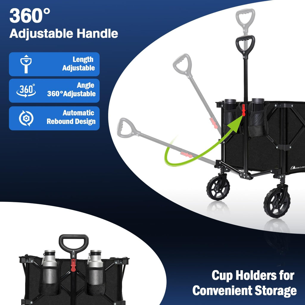 Moon Lence Large Collapsible Folding Wagon Cart Heavy Duty Folding Garden Portable Handy Cart with