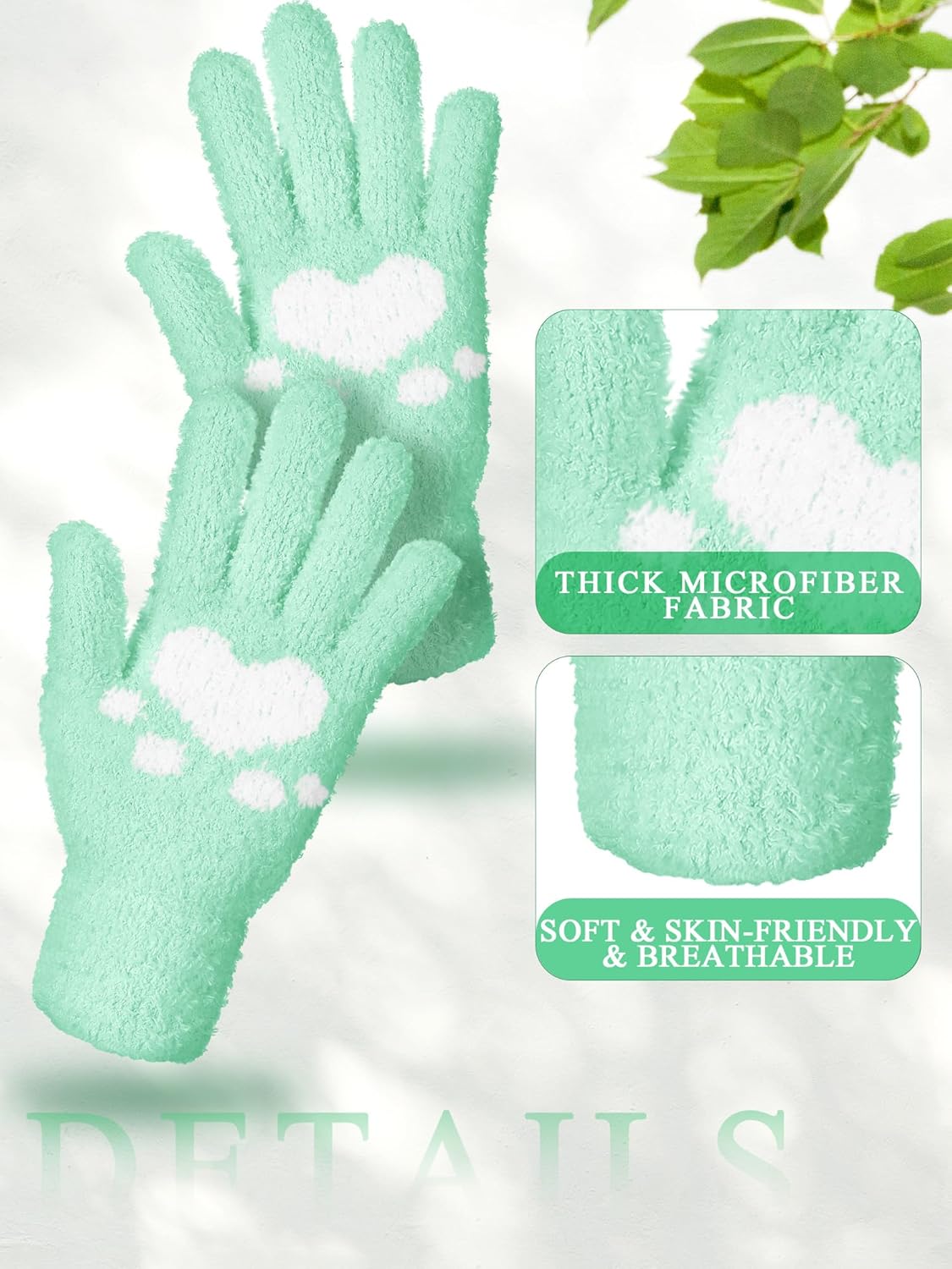 Patelai 3 Pairs Microfiber Plant Dusting Gloves Leaf Cleaning Gloves for Indoor Plants, Blinds