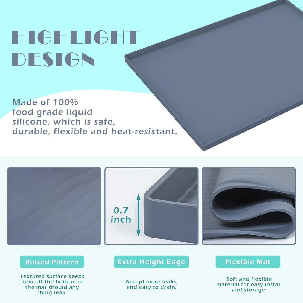 URMONA Waterproof Silicone Under Sink Mat 34'' x 19'' Shelf Liner for Kitchen and Bathroom, Cabinet