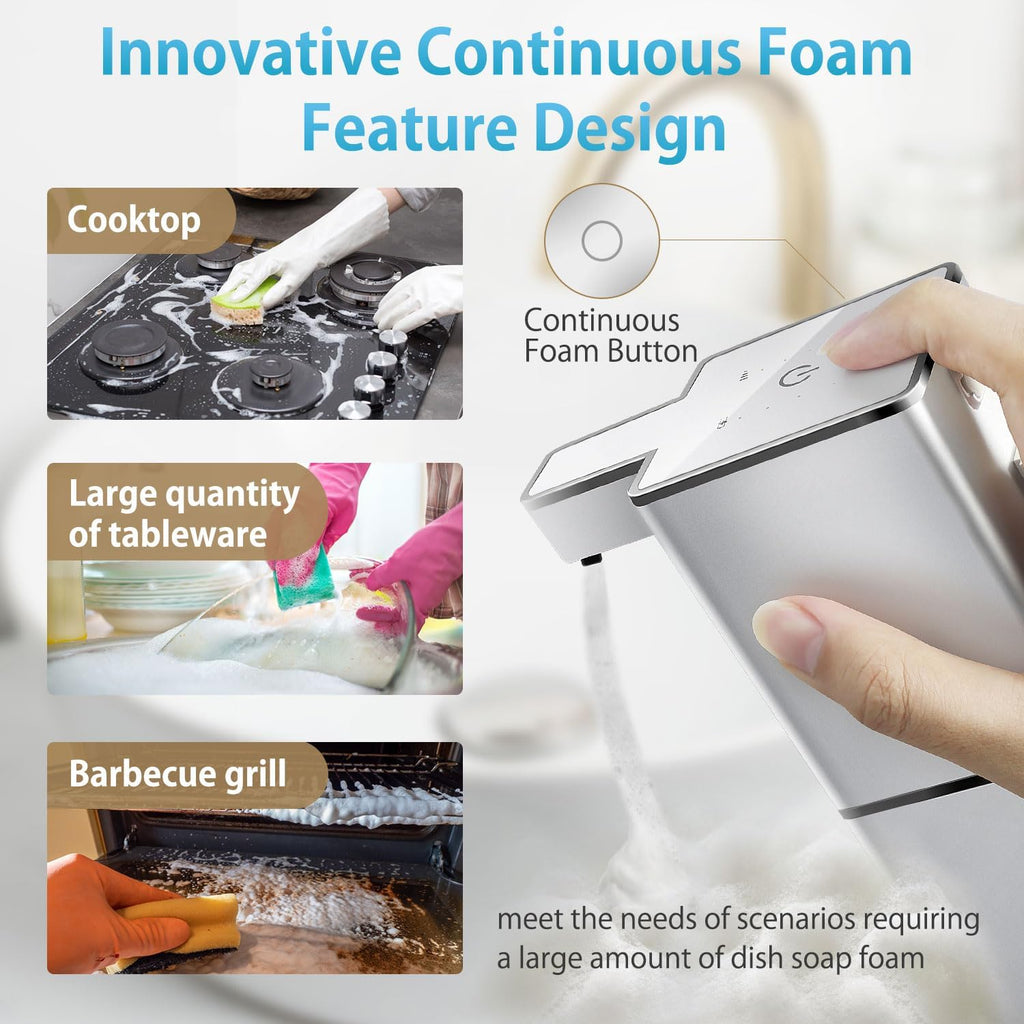 Automatic Foaming Soap Dispenser Touchless 380ml/12.8oz Rechargeable Hand Soap Dispenser Wall