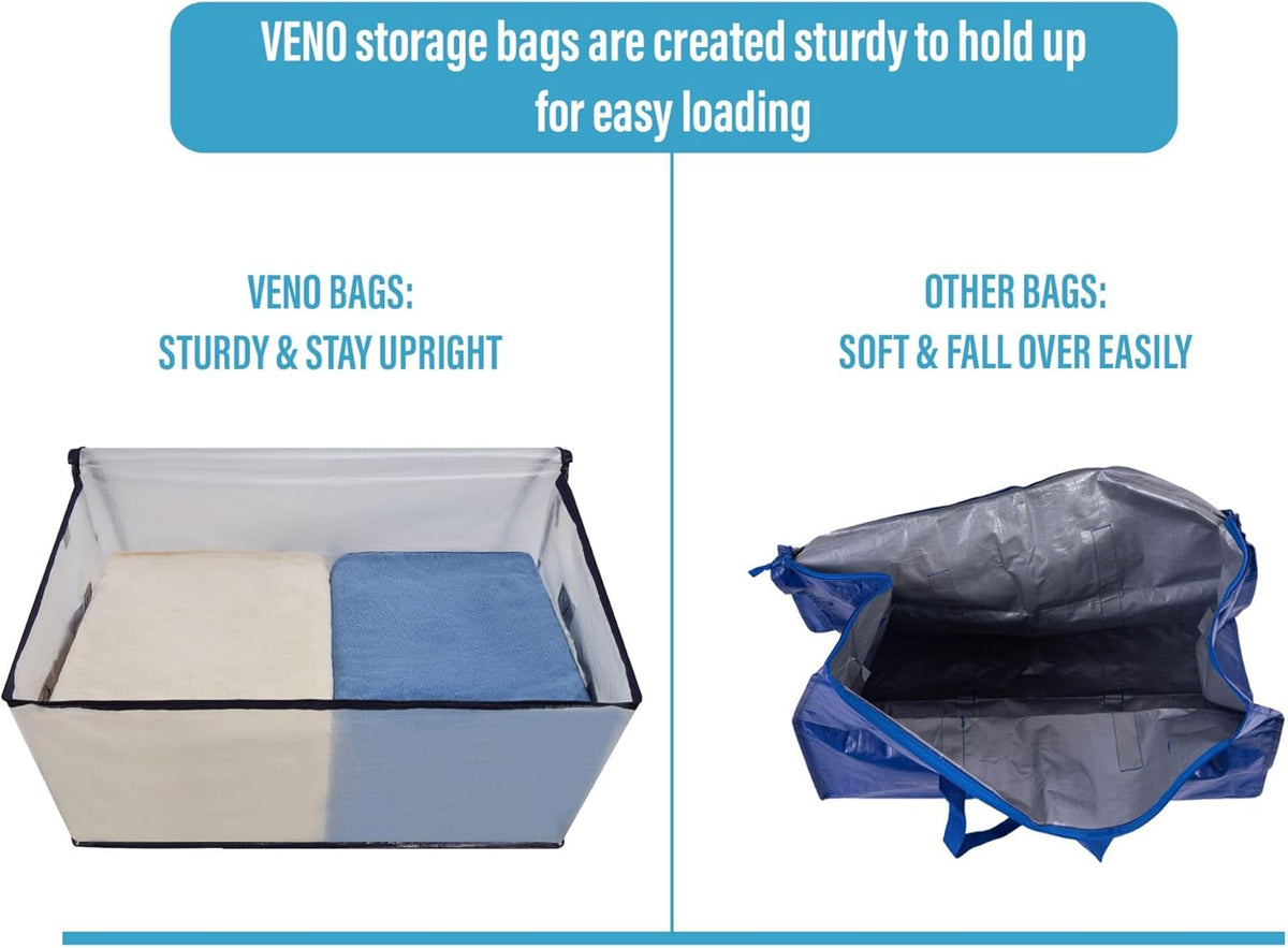 VENO 10 Pack Moving and Storage Bags, Heavy Duty, Alternative to Moving Boxes, Large Packing Totes