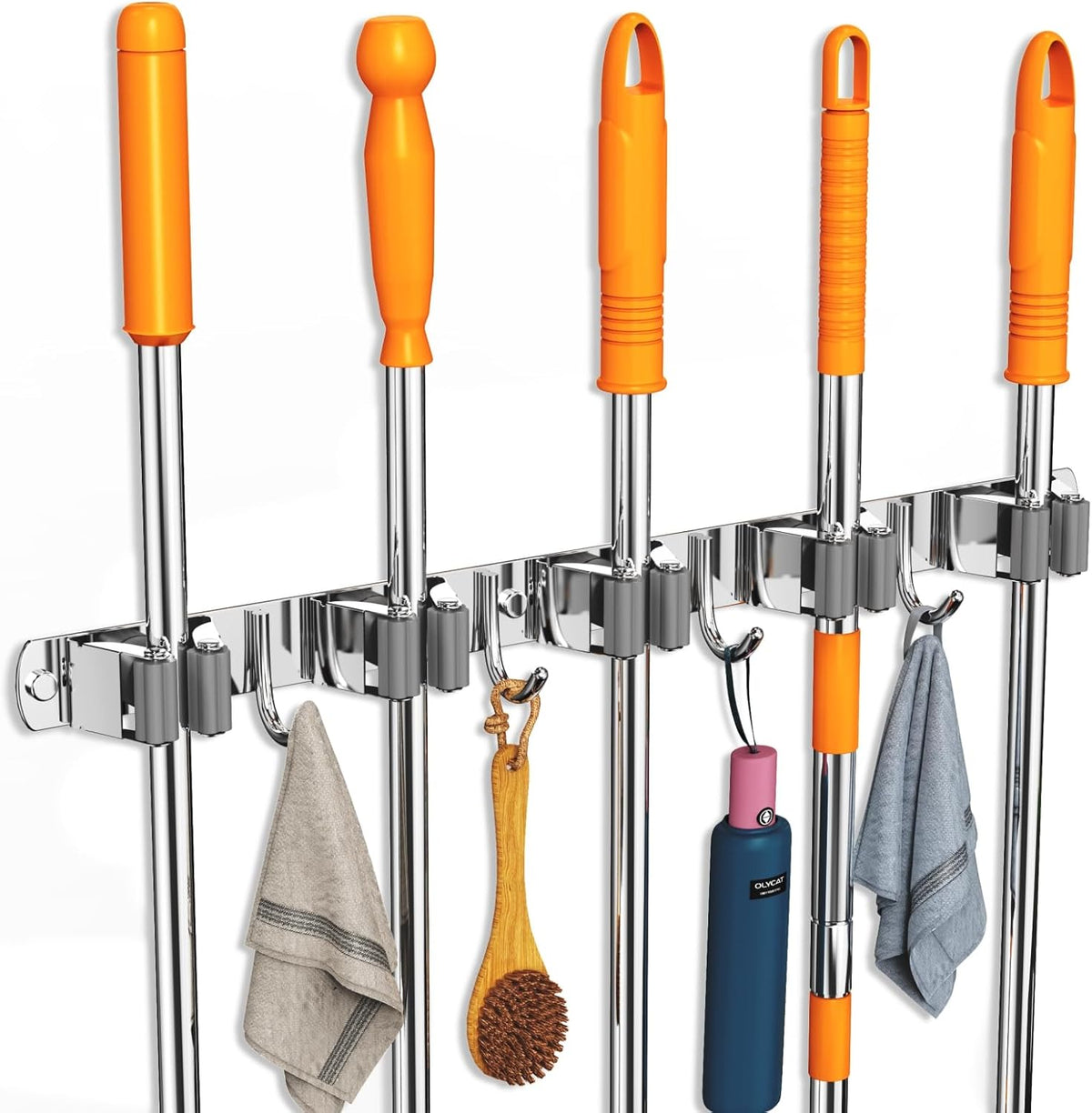 2 Pack Mop and Broom Holder Wall Mount, Non-slip Broom Hanger Wall Mount, Heavy Duty Mop Broom