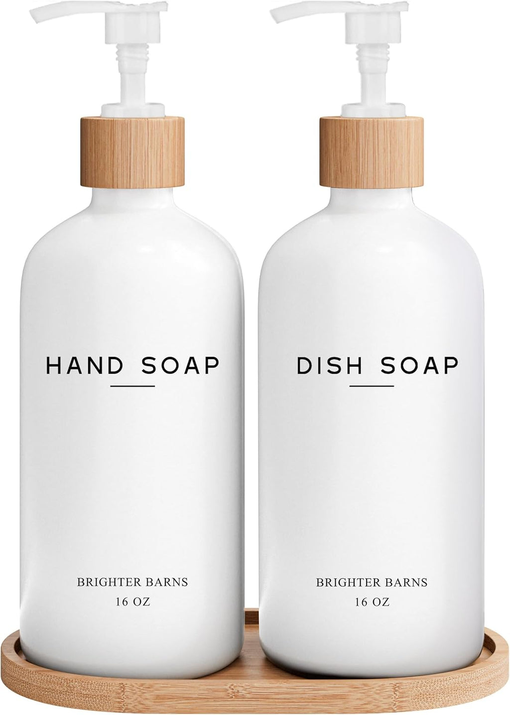 White Glass Hand and Dish Soap Dispenser Set by Brighter Barns - Kitchen Soap Dispenser Set with