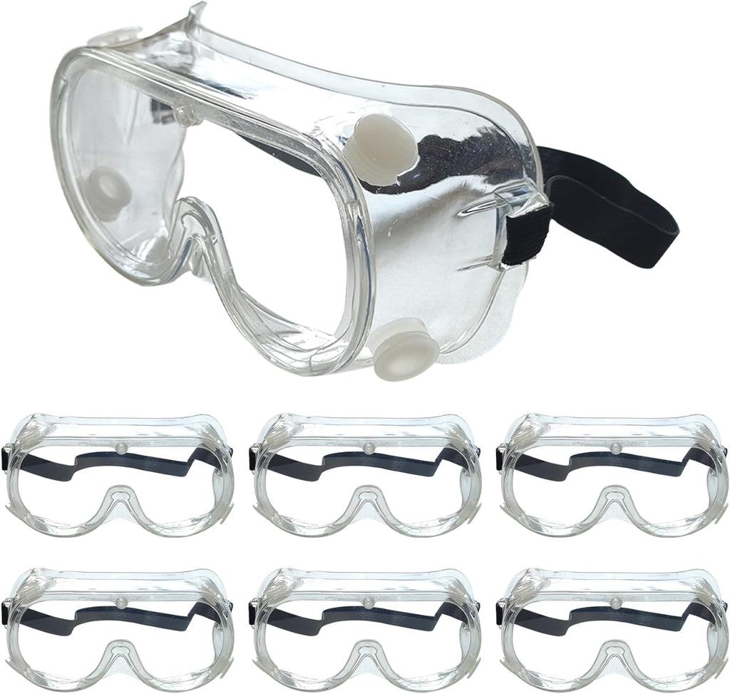 Safety Goggles 6 Pack - Anti-Fog Protective Safety Glasses - Clear Lens Adjustable Soft Lightweight