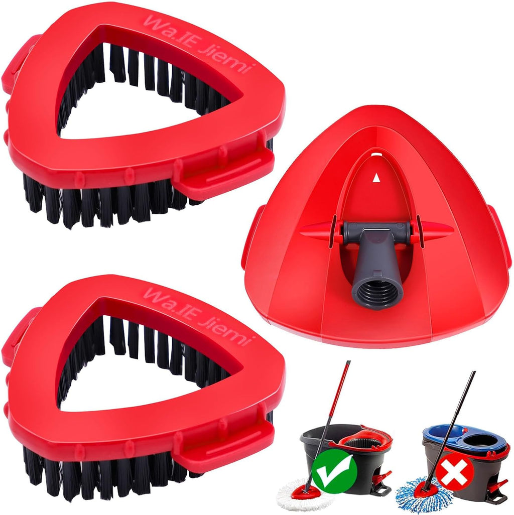 2 Pcs Mop Scrub Brush Head and 1 Mop Base Part Replacement for EasyWring 1 Tank System, Hard