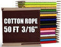 PerkHomy 500lb Cotton Rope 3/16" (5mm) 50 ft Multi Purpose Utility Diamond Braided Cord, Natural