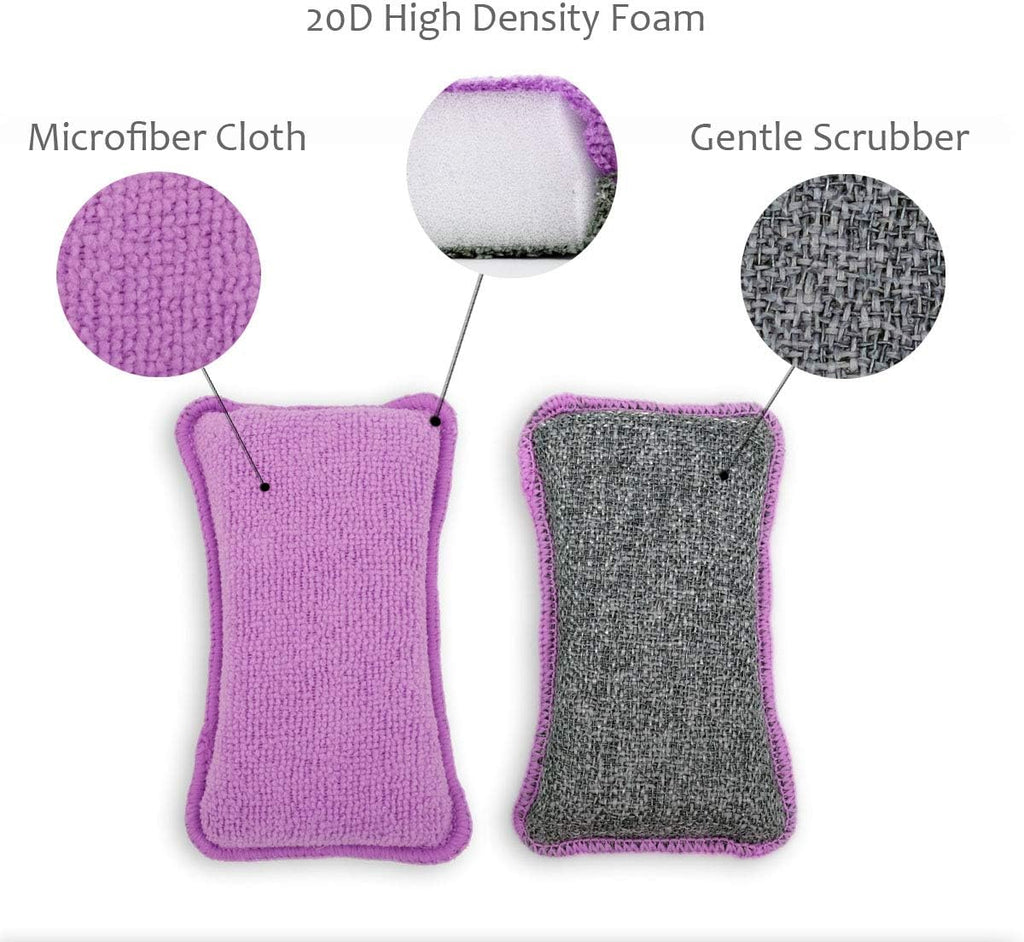 UPSTAR Kitchen Sponges for Dishes, Microfiber Cleaning Scrubber, Non-Scratch Scrubbies for