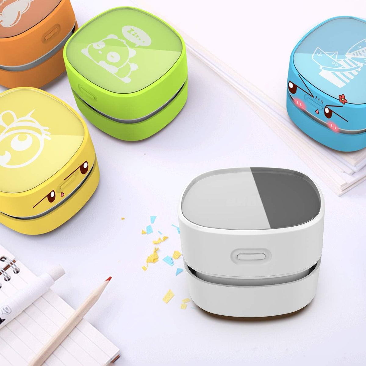 ODISTAR Desk Vacuum Cleaner with Wireless Charger, Mini Table dust Sweeper Energy Saving,Endurance
