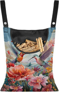 Hummingbird Hibiscu Large Capacity 14.5 x 12 Inch Clothespin Bag with Hanging Hook Waterproof