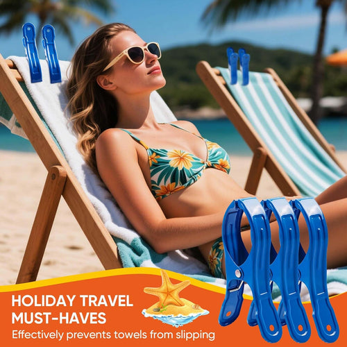 10 Pack Metal Beach Towel Clips, Large Pool Cover Beach Chair Clips for Towel Cruise, Windproof