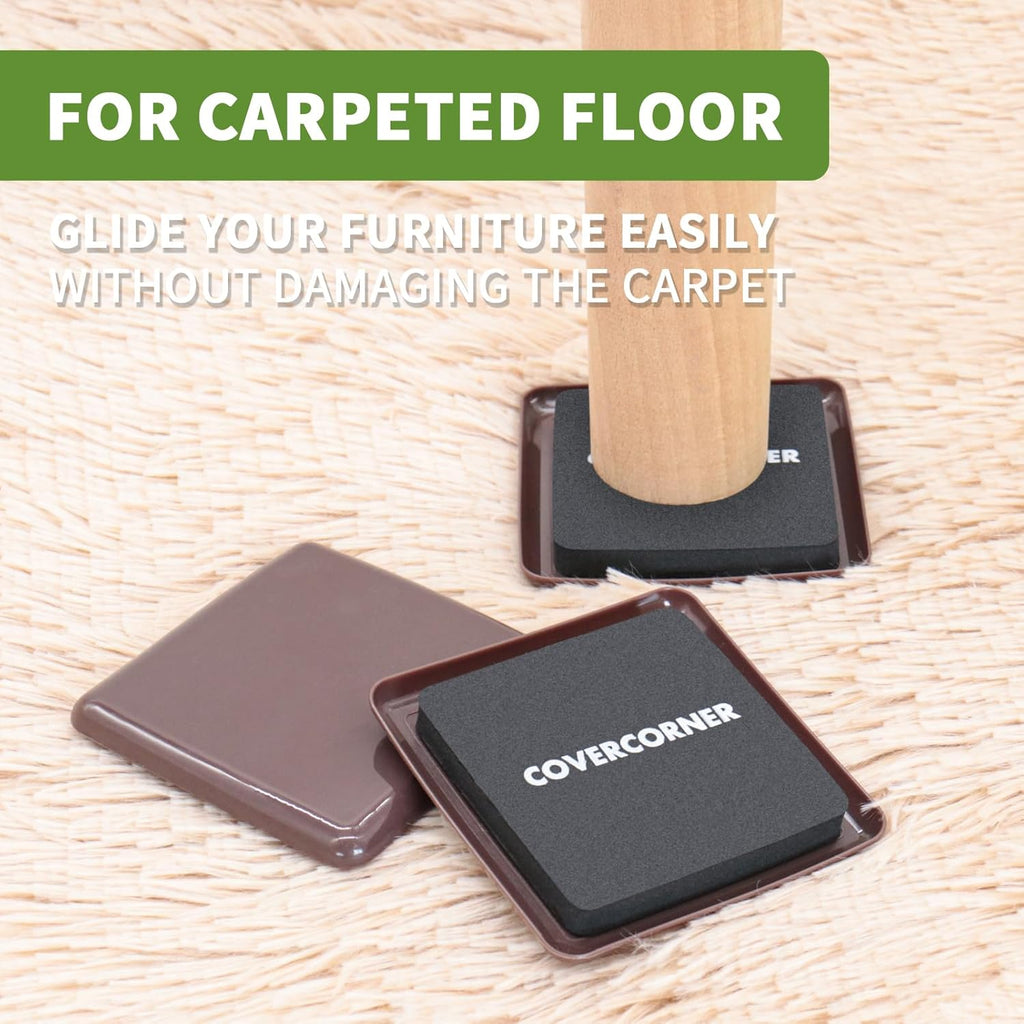 Furniture Sliders for Carpet 16 PCS - 3 1/2 inch Furniture Moving Slider Chair Legs Floors