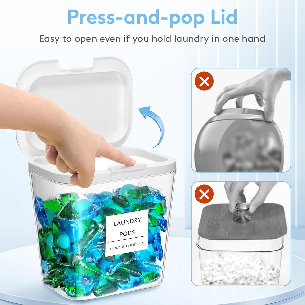 Lifewit 2+1 Laundry Pods Container & Dryer Sheet Holder, Large Powder Detergent Dispenser Storage