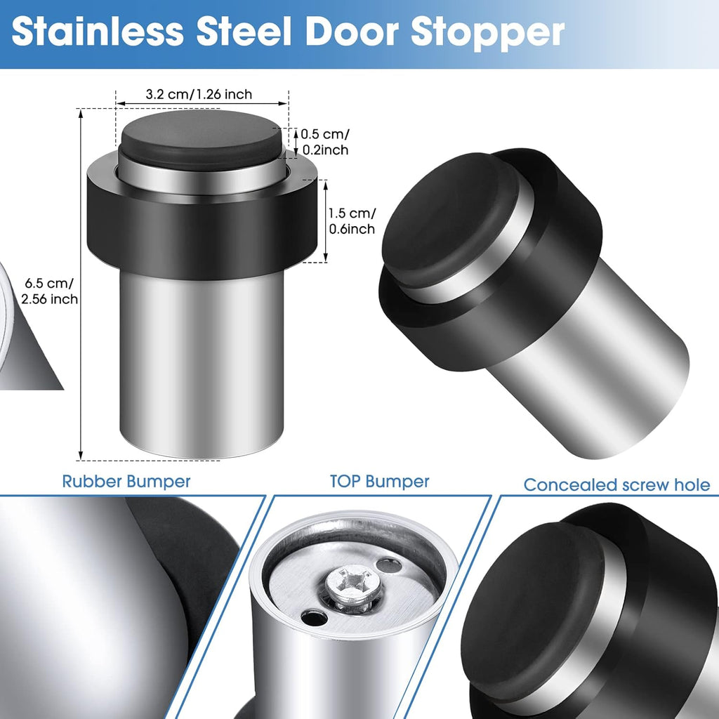 Chumia 10 Pcs Door Stopper Mounted Floor Stops Stainless Steel Cylindrical Stopper Modern