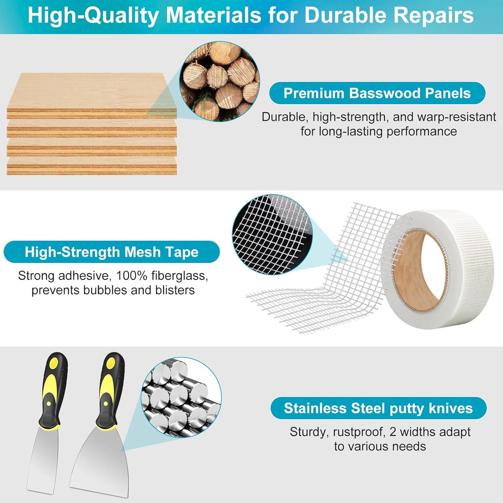 Drywall Repair Kit with 12"x12" Dry Wall Repair Panel, 33-in-One Drywall Patch Kit Wall Patch