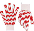 Oven Gloves 932°F Heat Resistant Oven Mitts with Fingers, Heat Proof BBQ Grill Gloves Silicone Grip