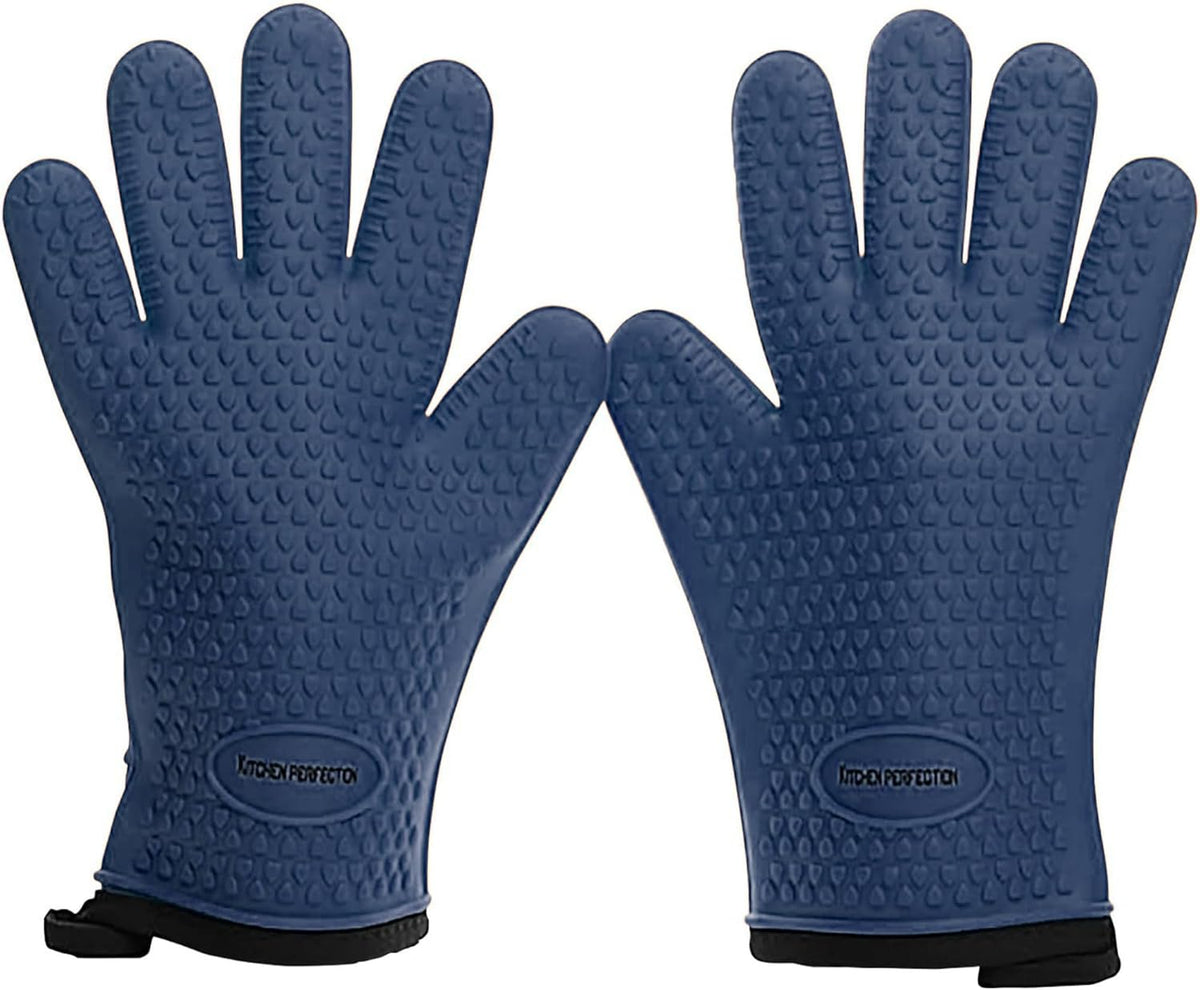 KITCHEN PERFECTION Silicone Smoker Oven Gloves -Extreme Heat Resistant BBQ Gloves -Handle Hot Food