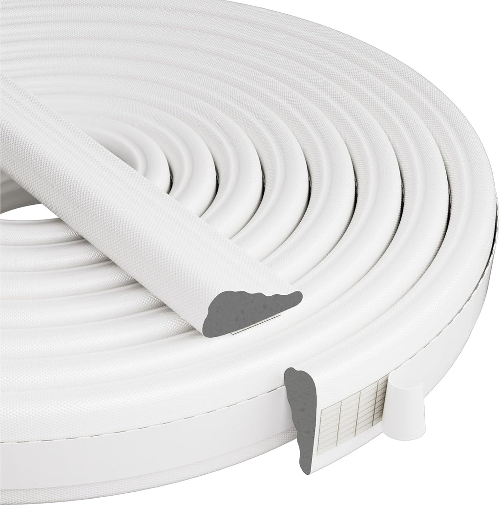Wedge-Shape Window Weather Stripping Door Frame Seal Strip 196” White,Upgrade Black