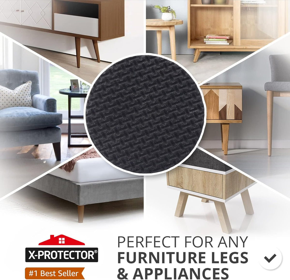 Non Slip Furniture Pads X-Protector - 8 PCS 1 1/2” - Premium Furniture Grippers - Self-Adhesive