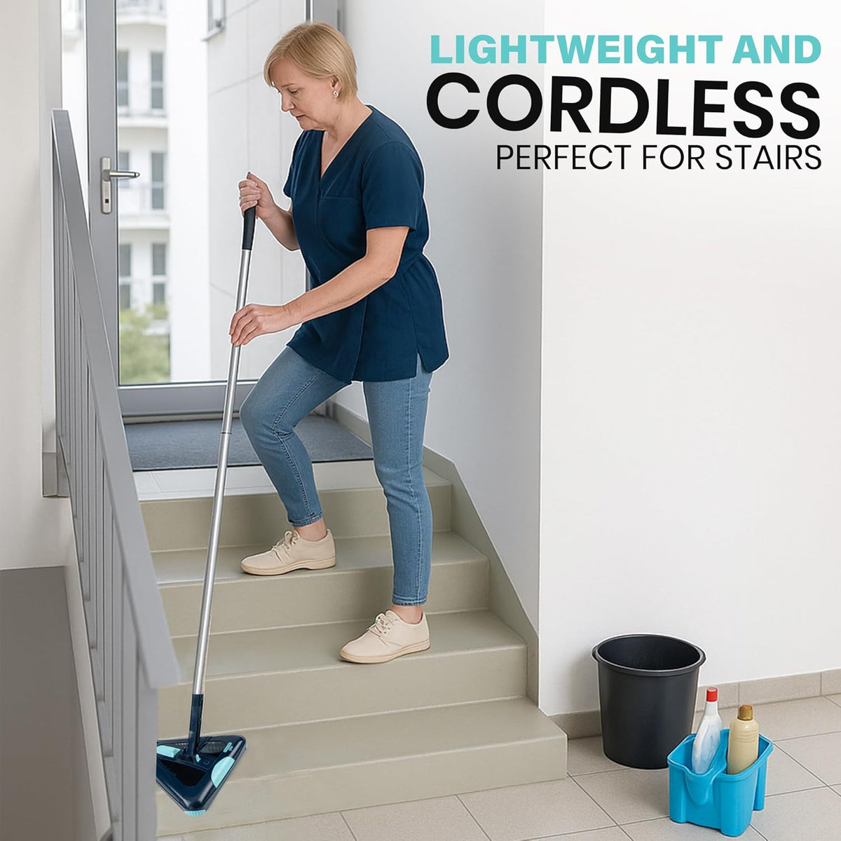 Zippi Sweeper Max - 2025 Version Lightweight Sweeper, Triangular Design Allows for Sweeping in