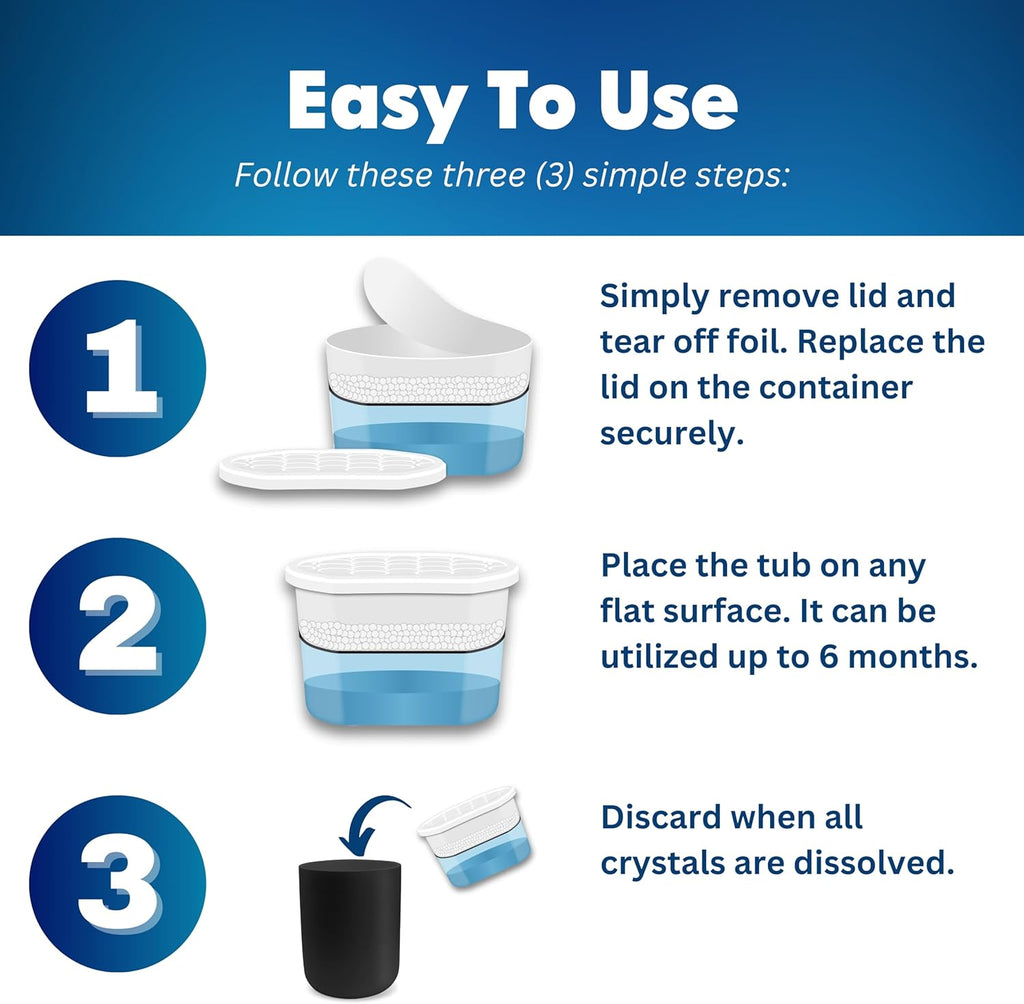 Moisture Absorber Tub Fragrance Free - 6-Pack - 10.5 oz Unscented Disposable Odor Eliminator Box &