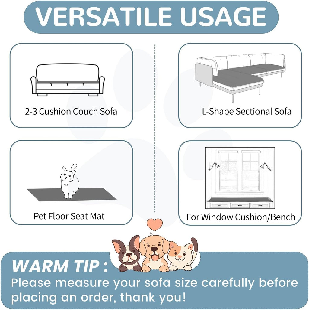 OTOB Couch Covers for 3 Cushion Sofa Pet Friendly, Plush Fuzzy Non Slip Sofa Covers Washable, Soft
