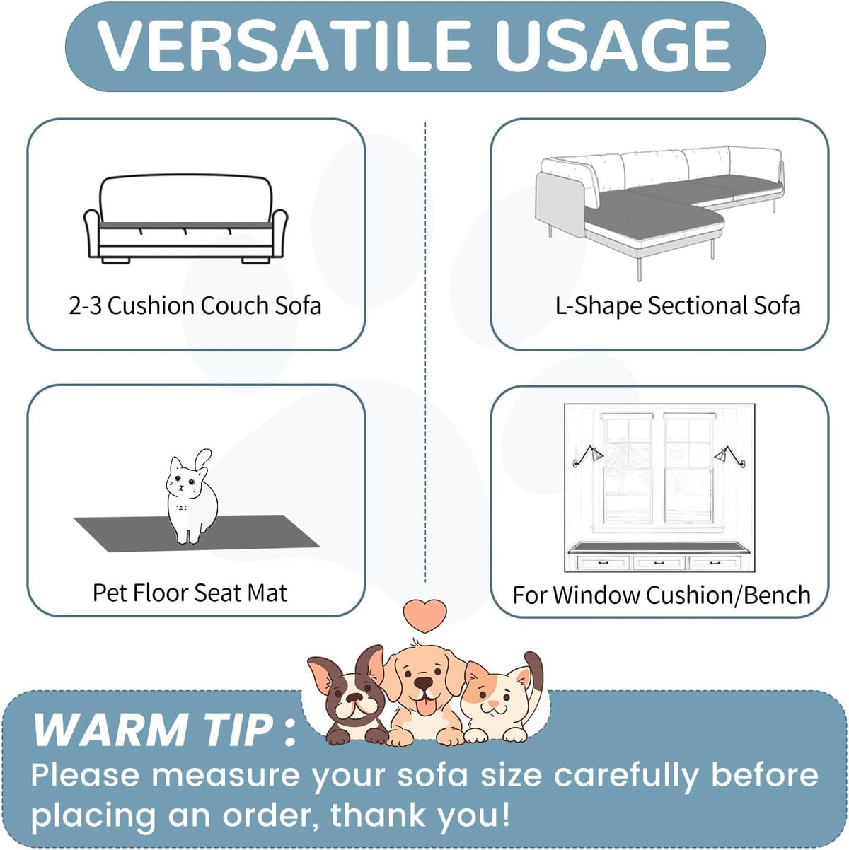 OTOB Couch Covers for 3 Cushion Sofa Pet Friendly, Plush Fuzzy Non Slip Sofa Covers Washable, Soft