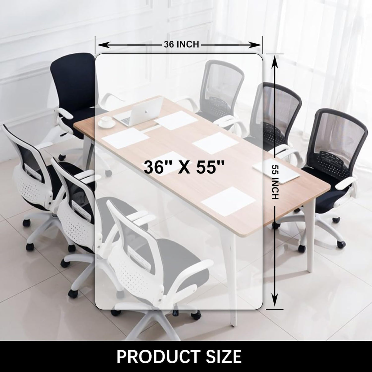 Kuyal Clear Chair mat for Hardwood Floor 36 x 55 inches Transparent Floor Mats Wood/Tile Protection