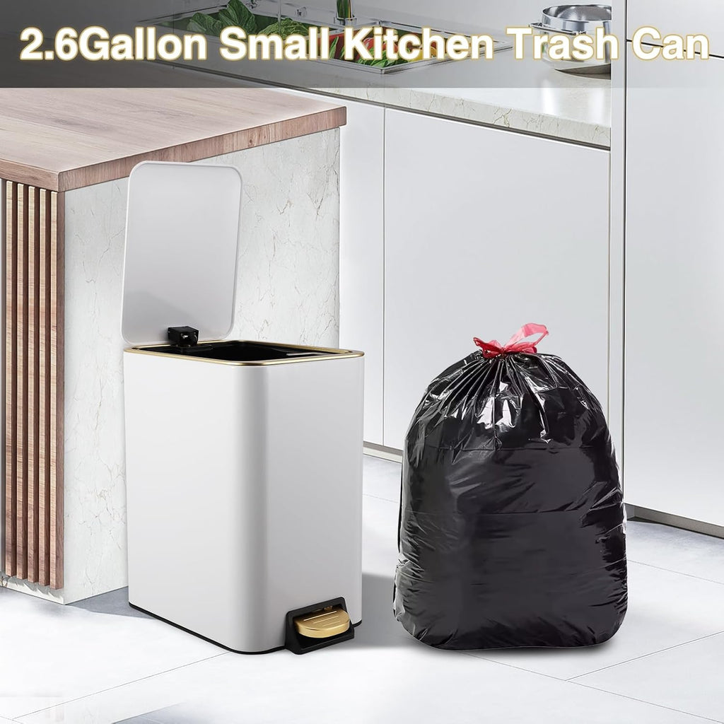 Small Bathroom Trash Can with Lid Soft Close, 1.8 Gallon Stainless Steel Garbage Can with Removable